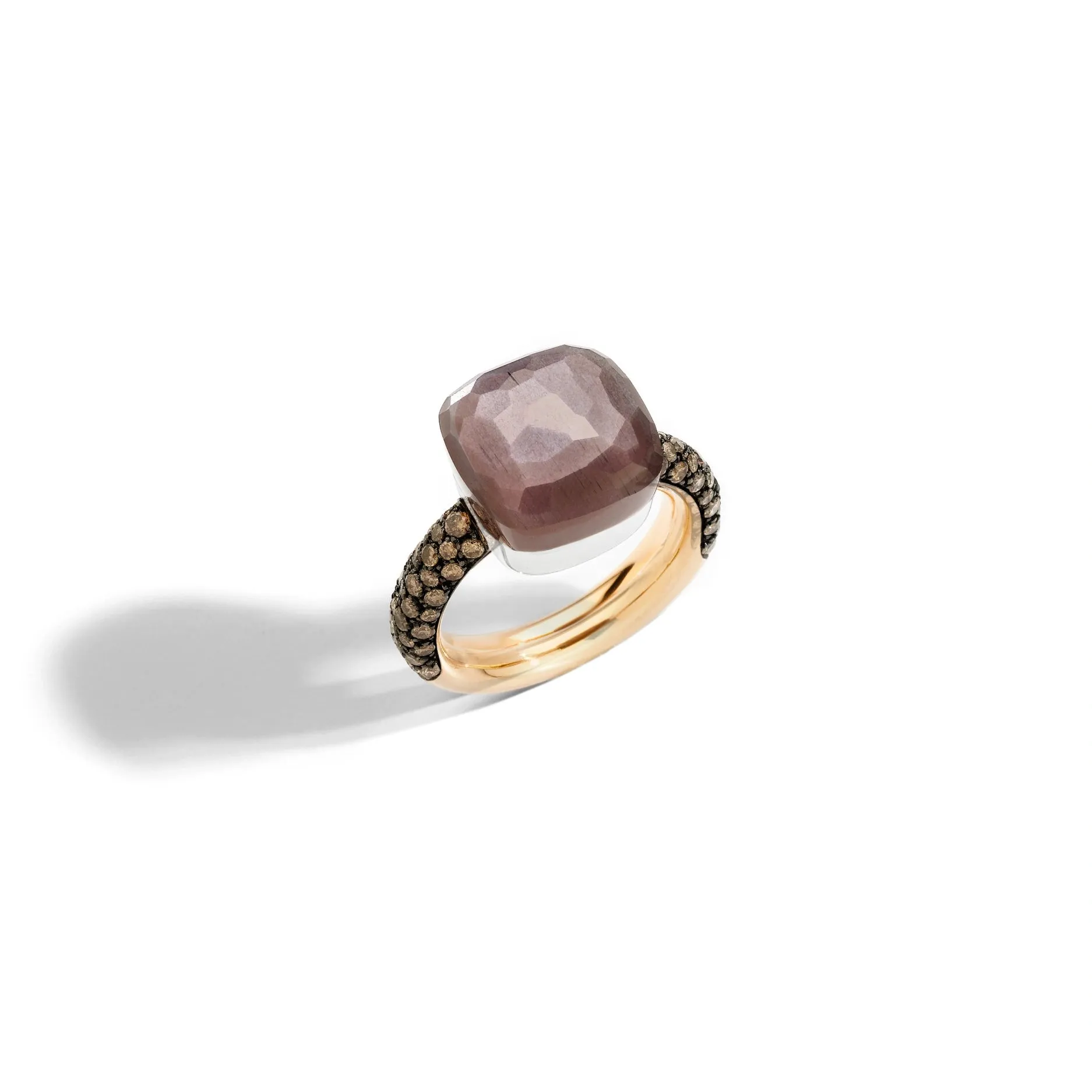 Nudo ring in dark brown moonstone and brown diamonds