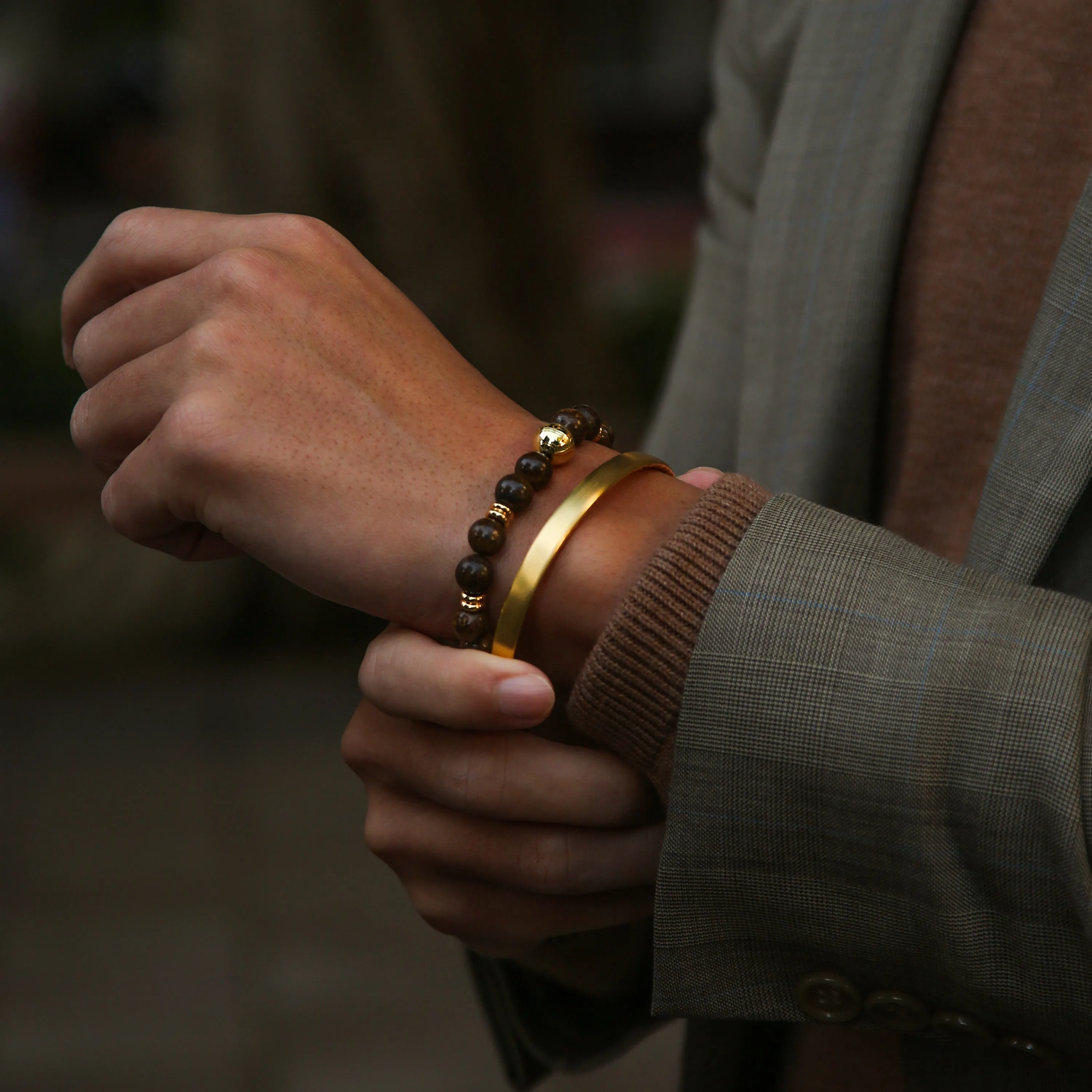 Omega 18k Gold Back Engraved Cuff Bracelet