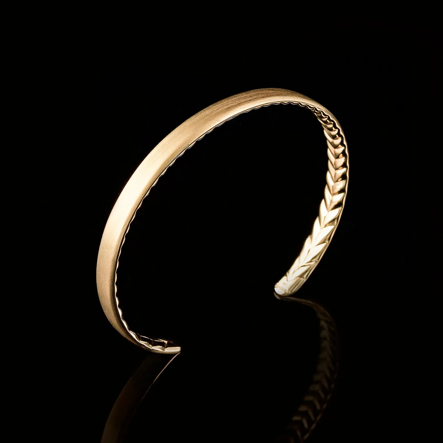 Omega 18k Gold Back Engraved Cuff Bracelet