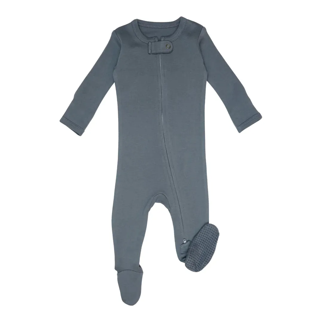 Organic Zipper Footie - Moonstone