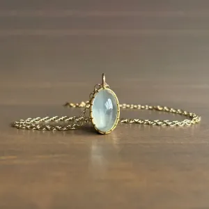 Oval Sage Moonstone Cabochon Pendant