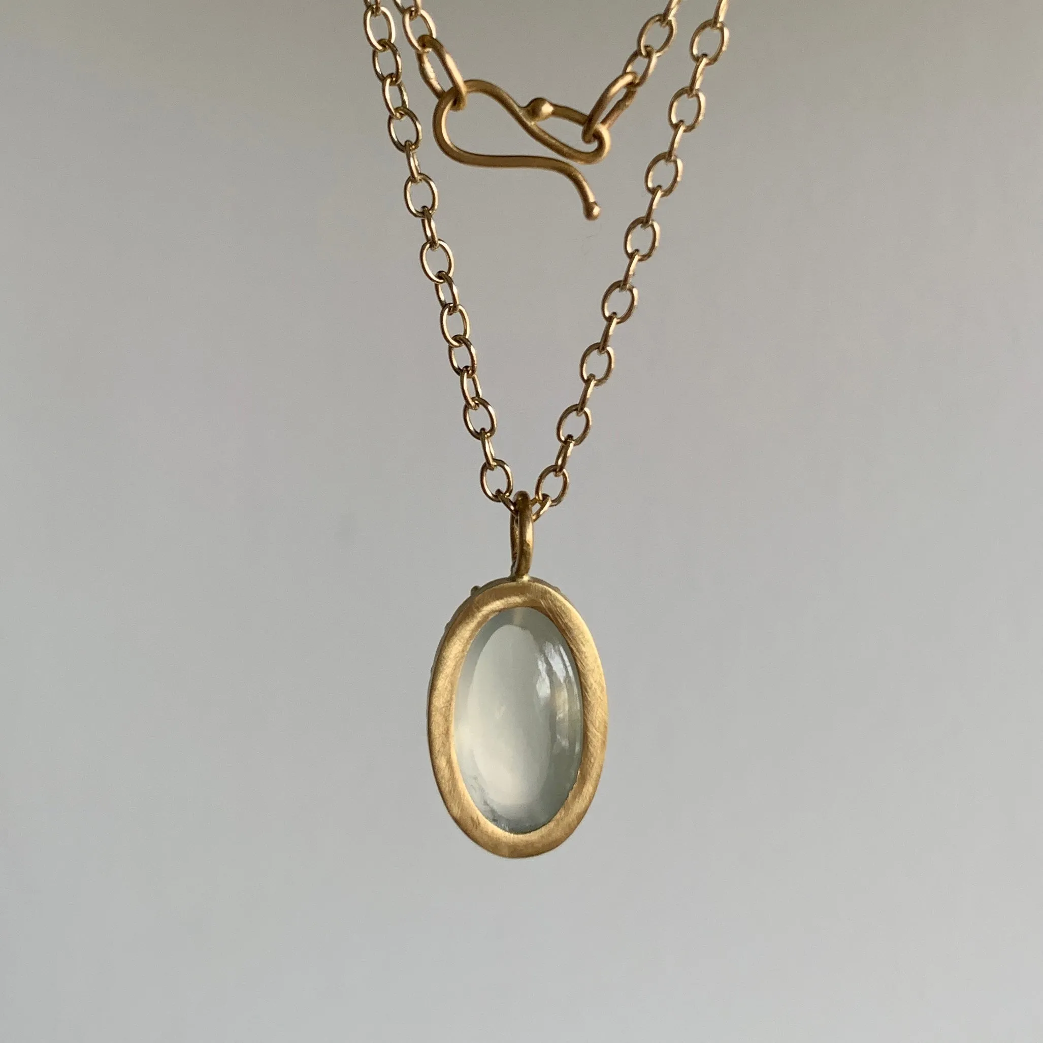 Oval Sage Moonstone Cabochon Pendant