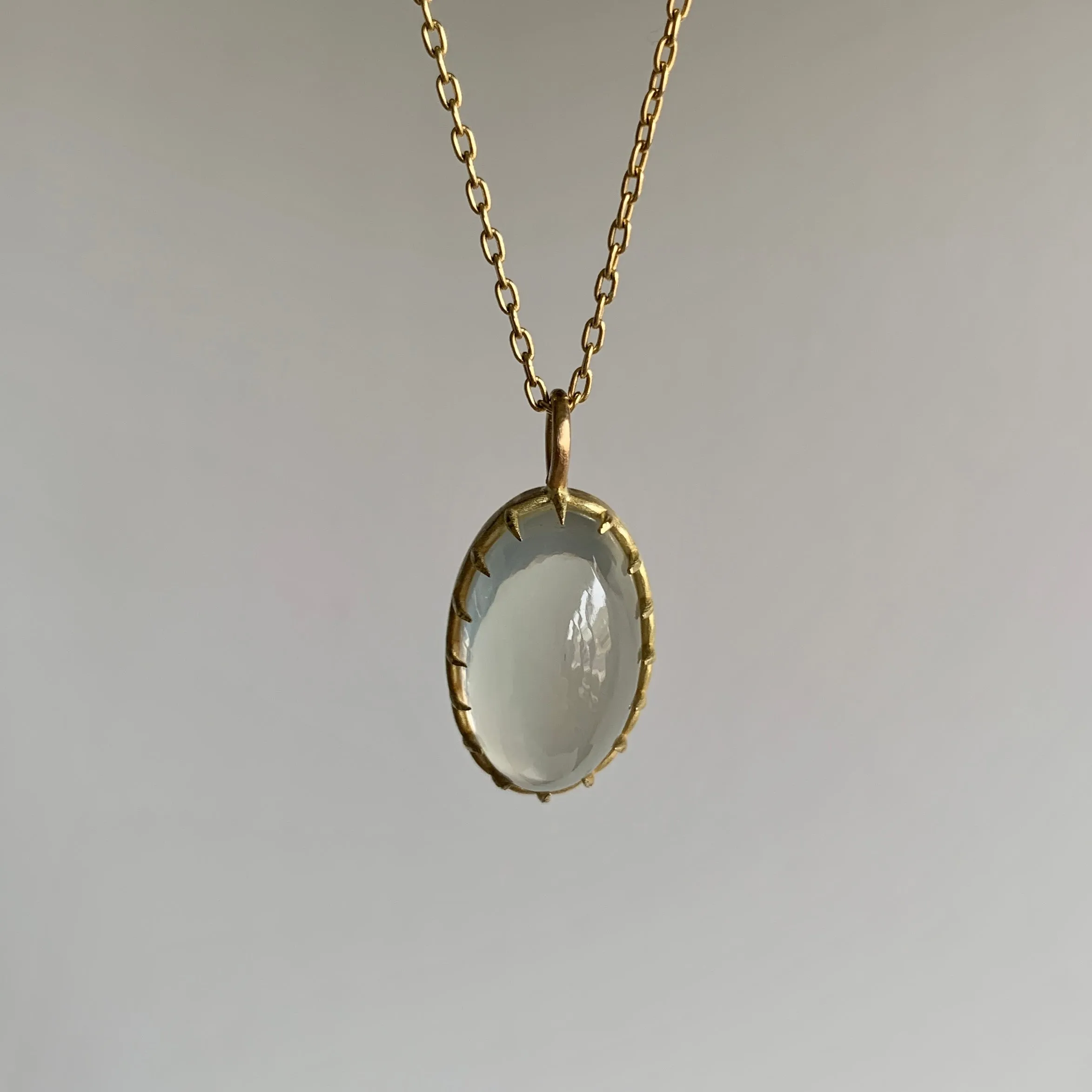 Oval Sage Moonstone Cabochon Pendant