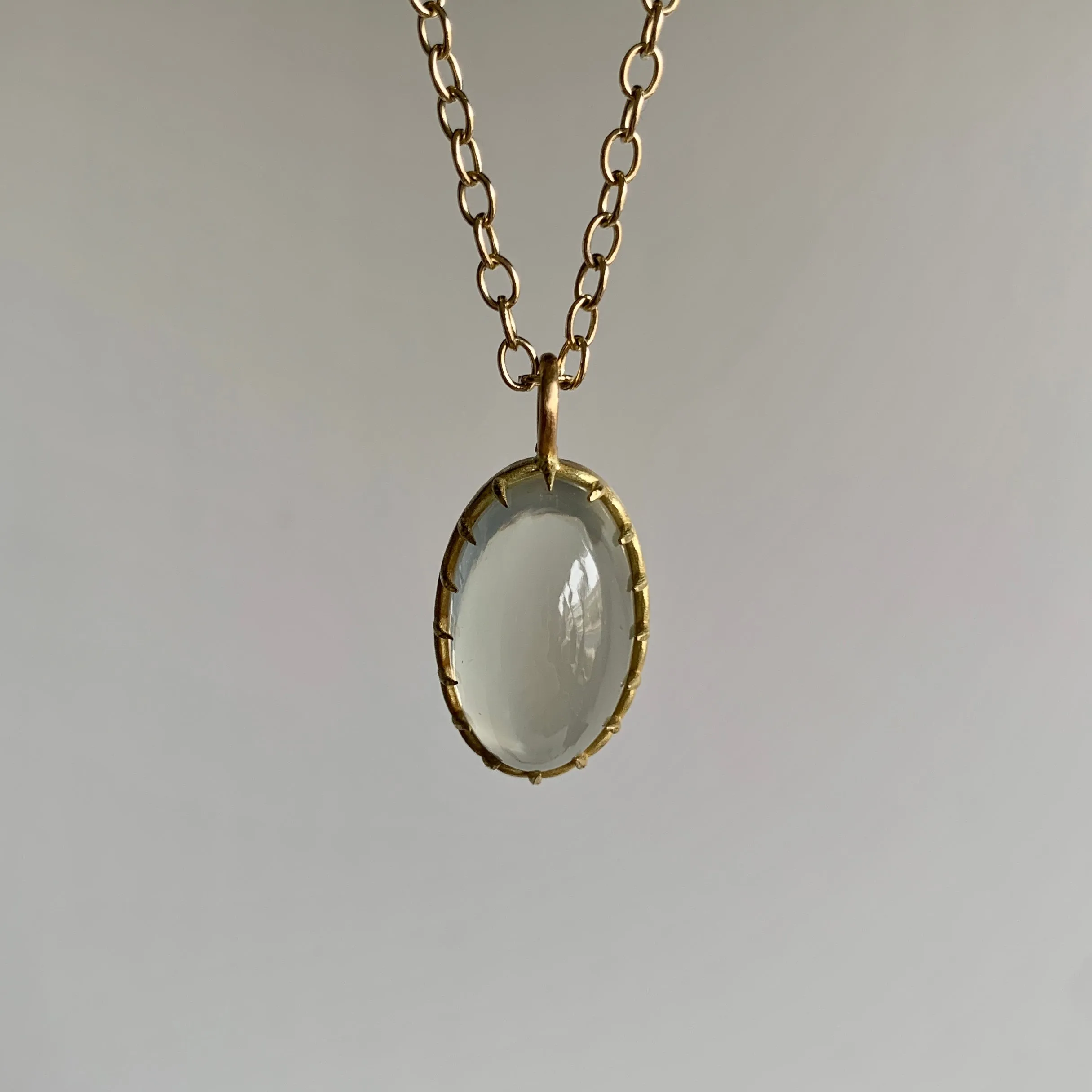 Oval Sage Moonstone Cabochon Pendant