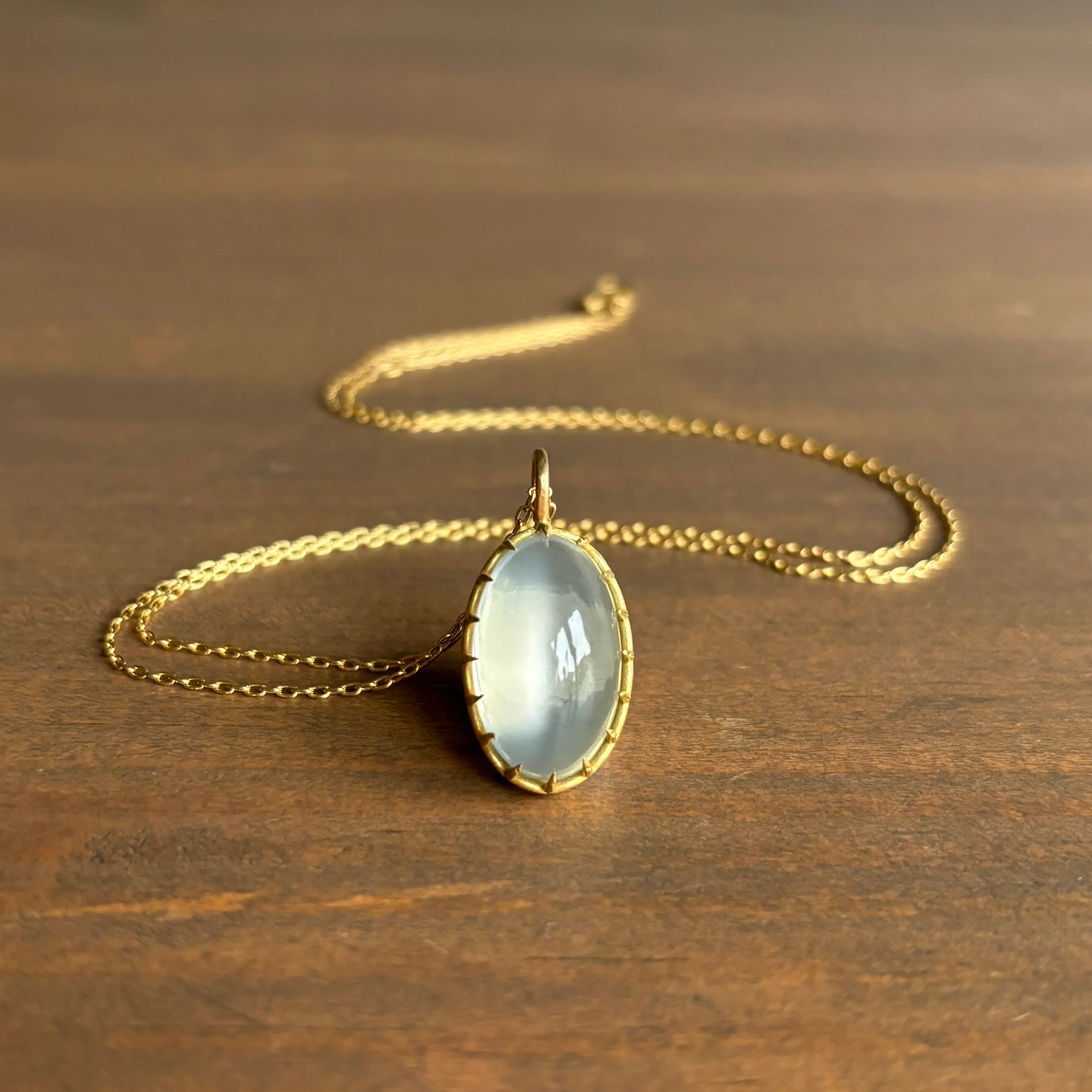 Oval Sage Moonstone Cabochon Pendant