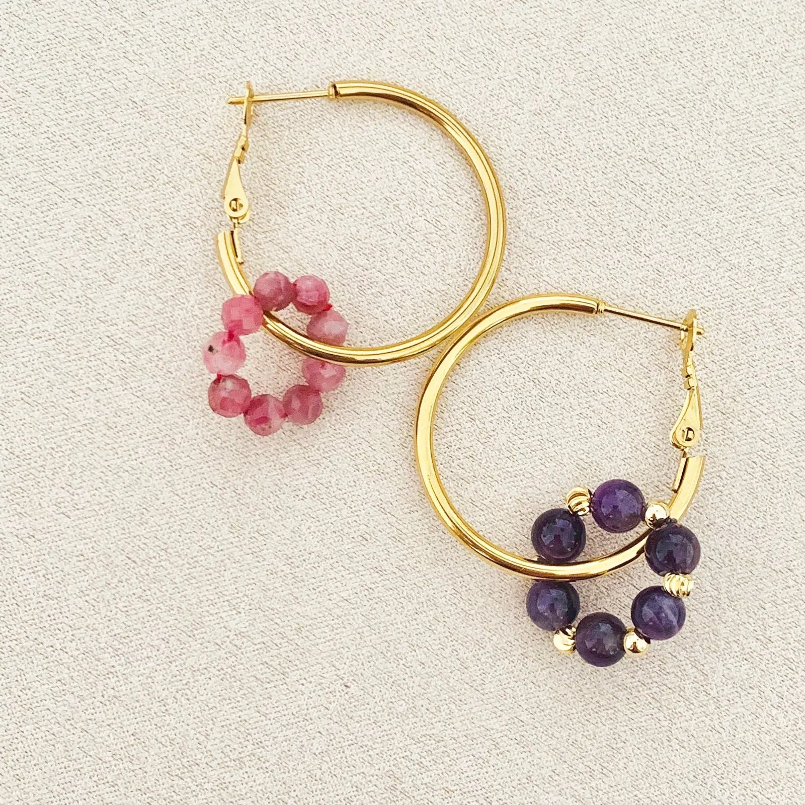 Pink Tourmaline & Amethyst Sucre Donut Earrings