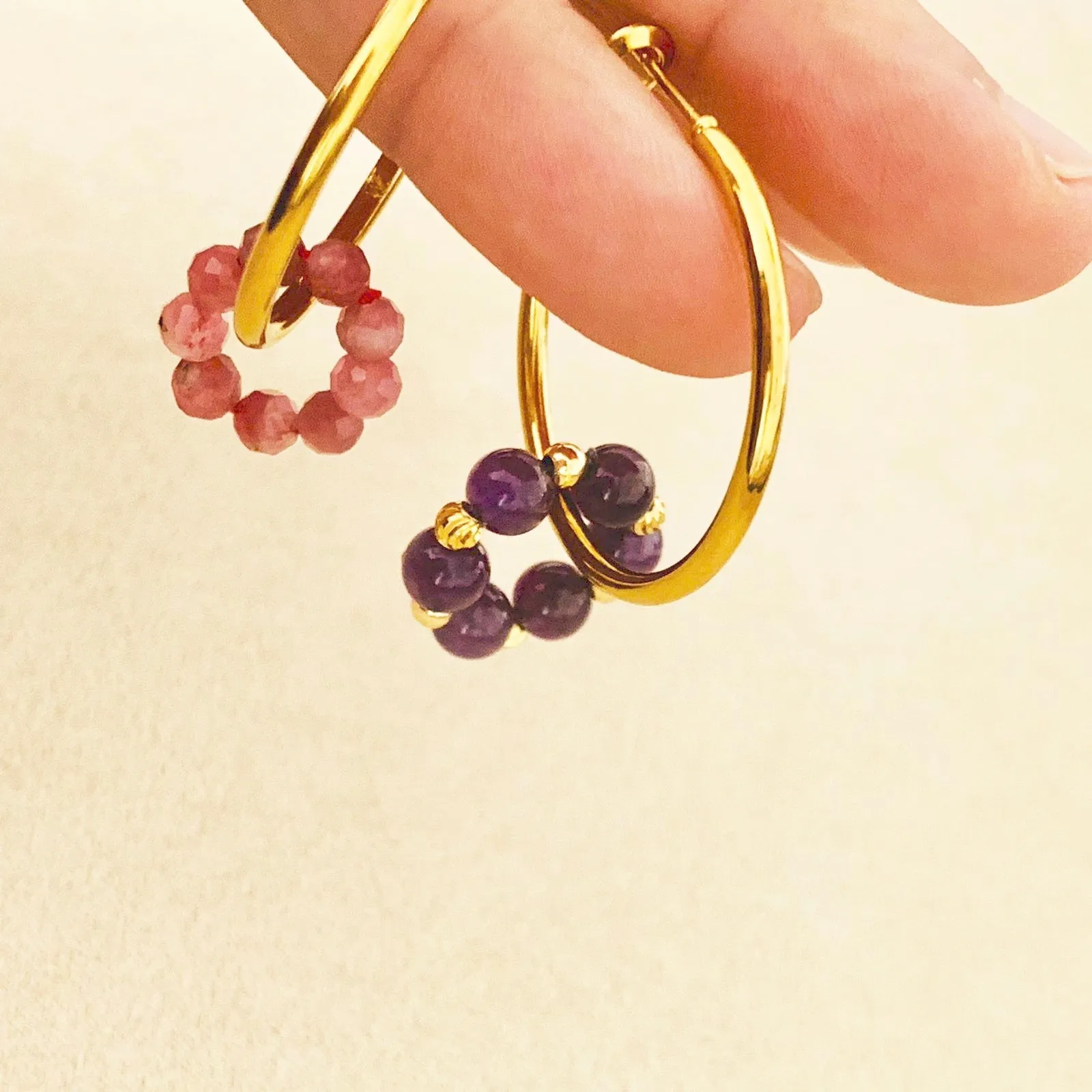 Pink Tourmaline & Amethyst Sucre Donut Earrings