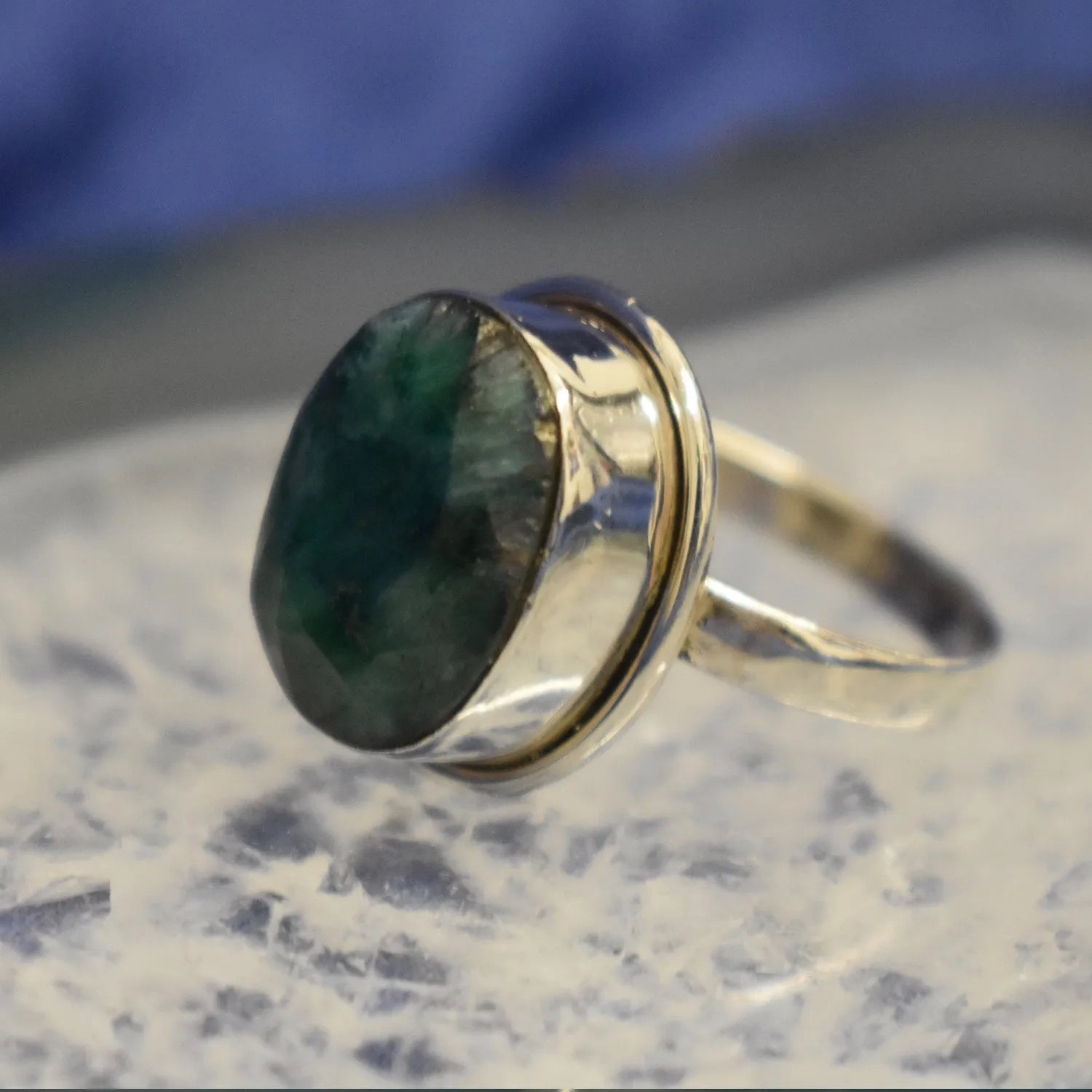 Plain Emerald Ring (925) Sterling Silver