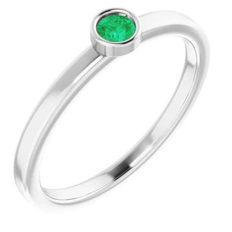 Platinum 3 mm Lab-Grown Emerald Ring