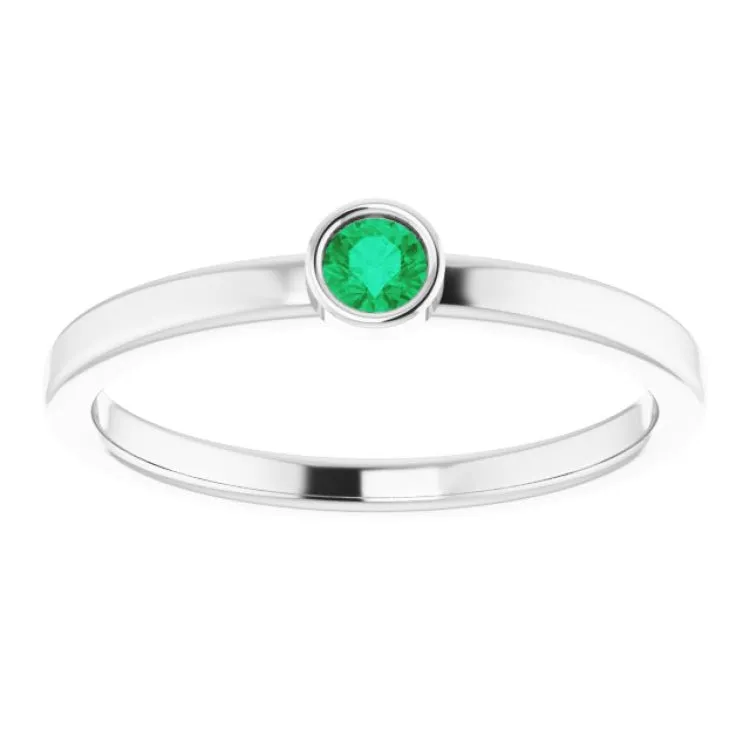 Platinum 3 mm Lab-Grown Emerald Ring