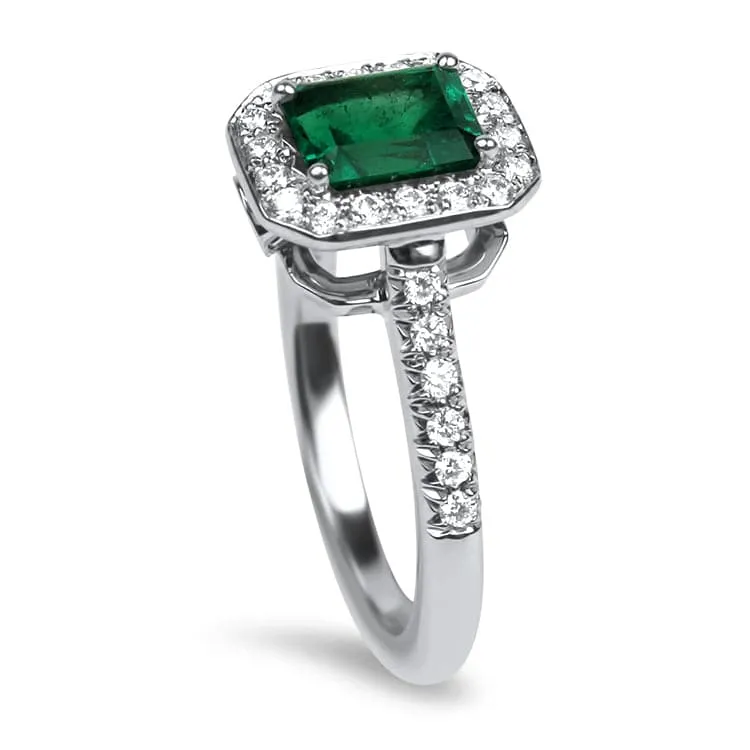 Platinum Emerald and Diamond Ring