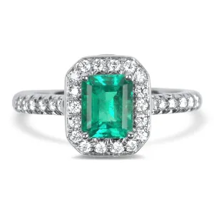 Platinum Emerald and Diamond Ring