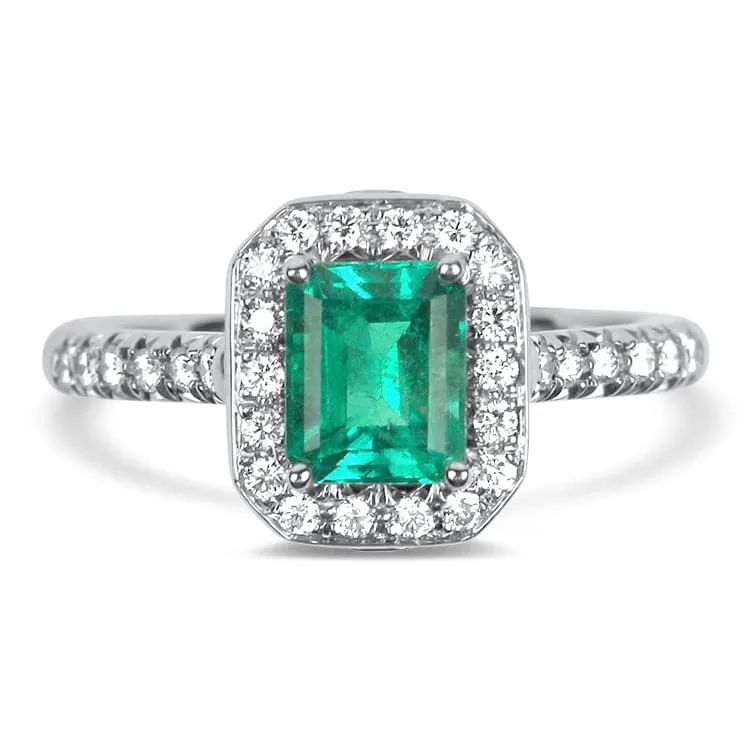 Platinum Emerald and Diamond Ring