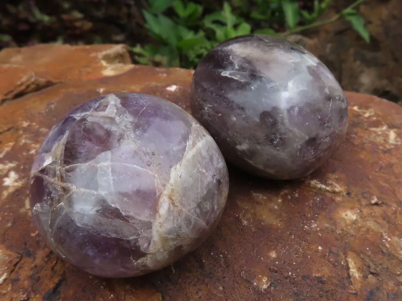 Polished Large Amethyst Galet - Palm Stones x 12 From Madagascar