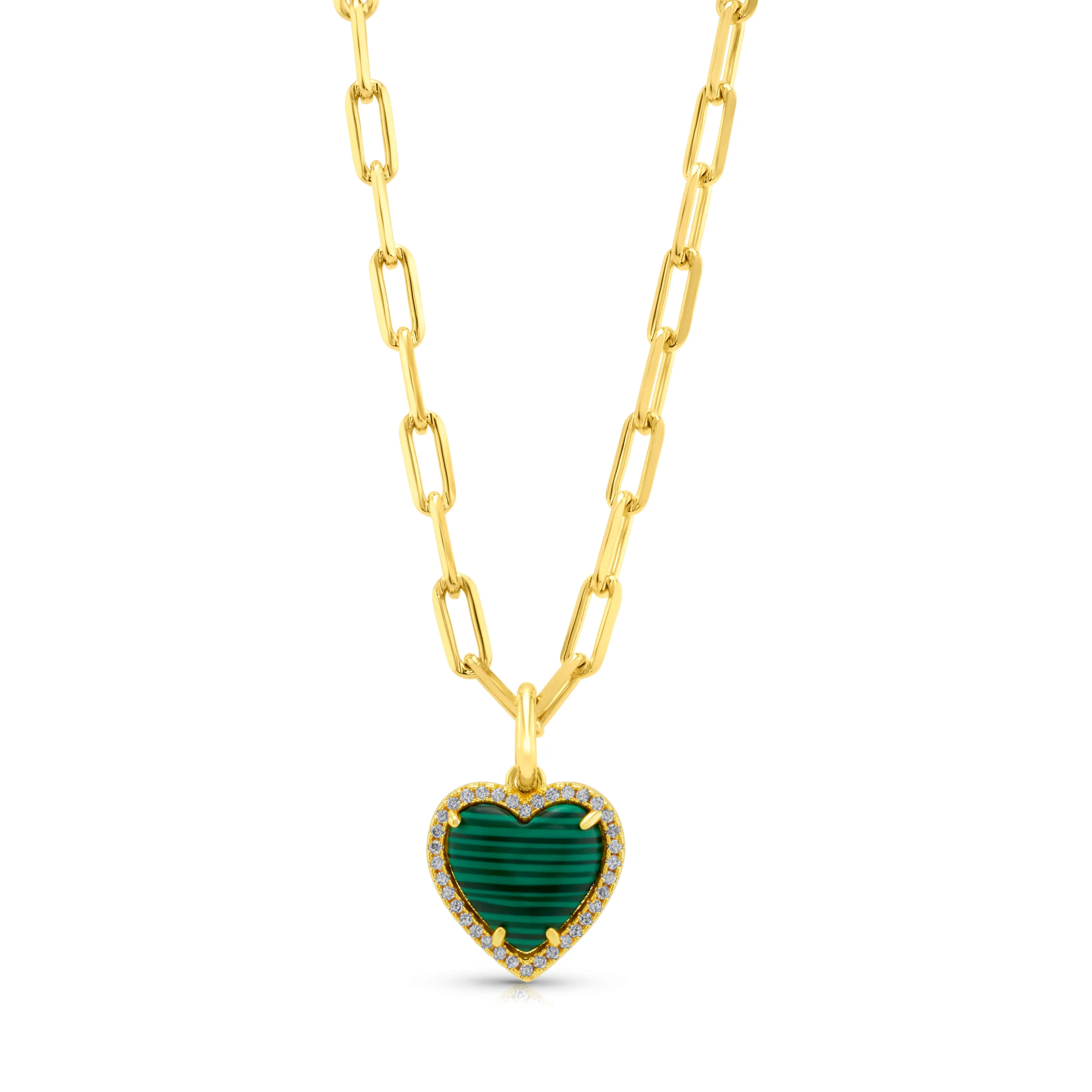 PRECIOUS GEM HEART CHAIN NECKLACE, GOLD