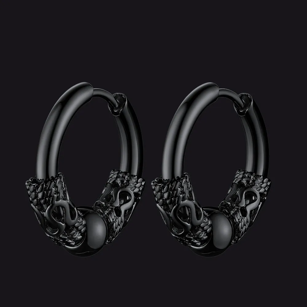 Punk Dragon Totem Huggie Hoop Earrings For Men