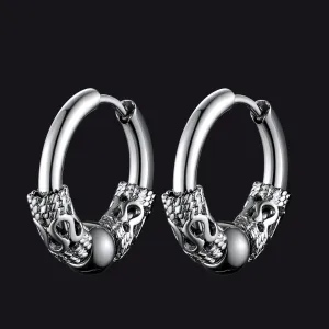 Punk Dragon Totem Huggie Hoop Earrings For Men