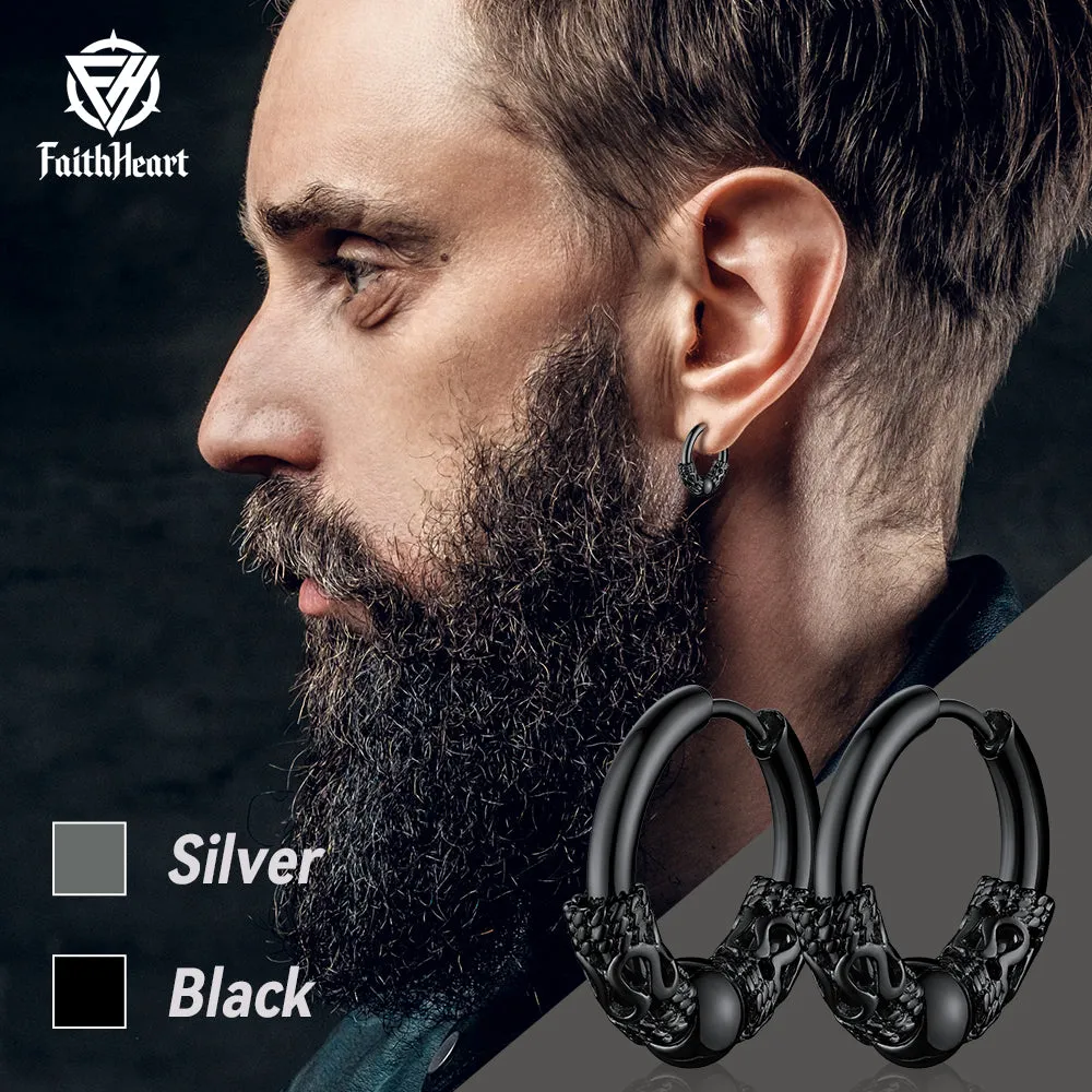 Punk Dragon Totem Huggie Hoop Earrings For Men