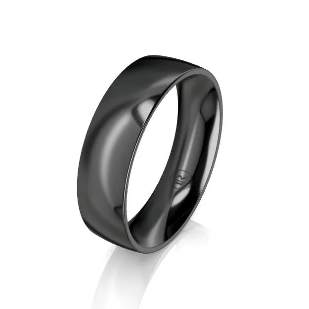 Quarter Curved Black Zirconium Wedding Ring - Comfort Fit (AC)