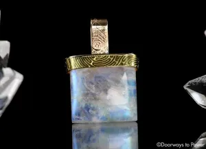 Rainbow Moonstone Light Language Pendant 14k