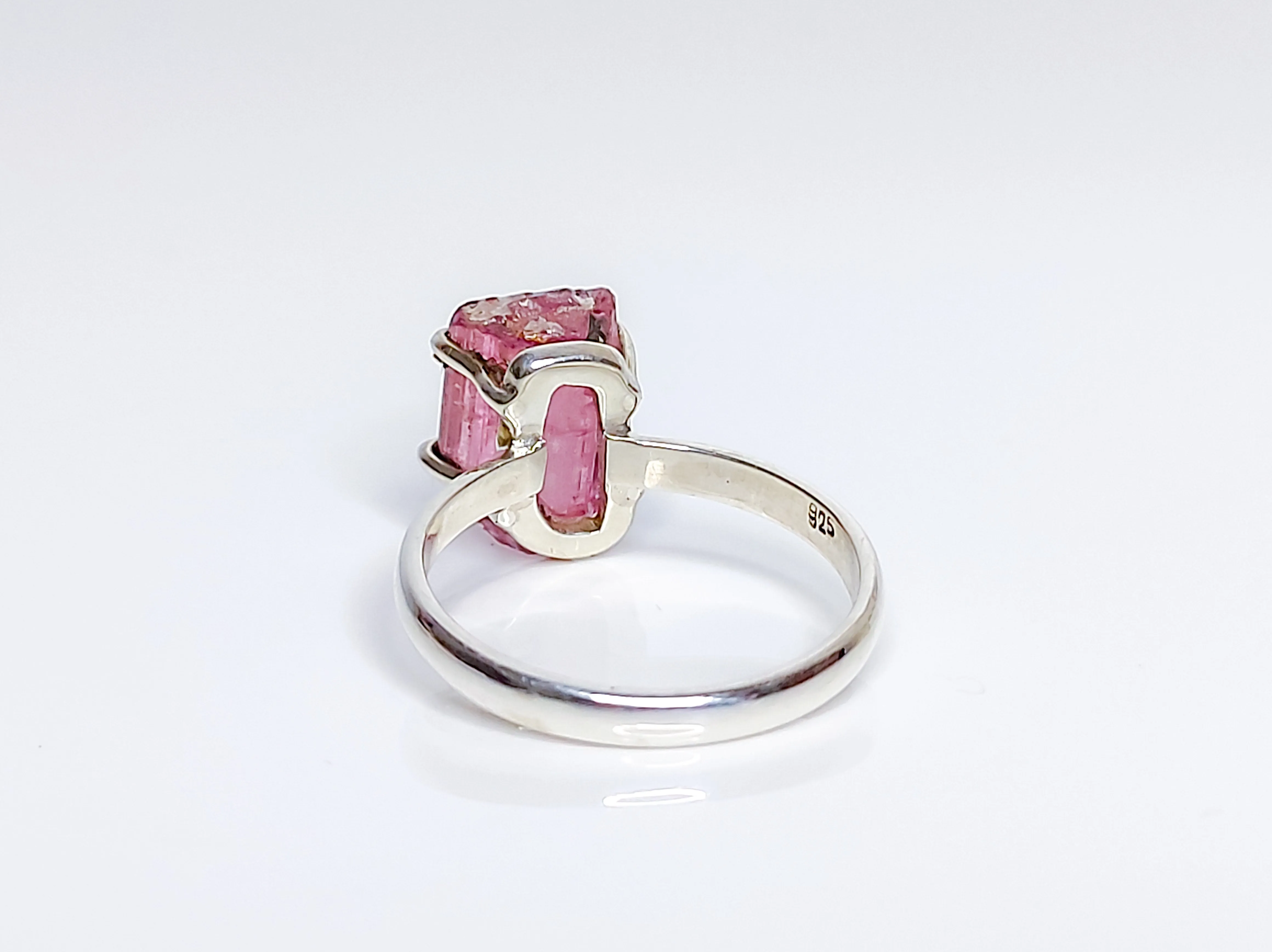 Raw Pink Tourmaline Birthstone Ring