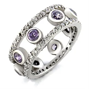 Ring AAA GRD CZ Amethyst 9W078 for Women Style Rhodium