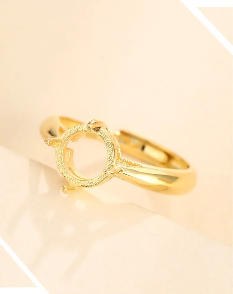 Ring Blank Setting 1pc Sterling Silver 925 18k Gold Vermeil Adjustable Round Bezel Base 3-15mm Wholesale