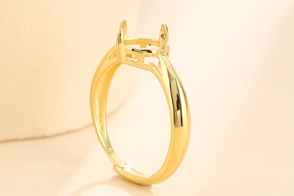 Ring Blank Setting 1pc Sterling Silver 925 18k Gold Vermeil Adjustable Round Bezel Base 3-15mm Wholesale