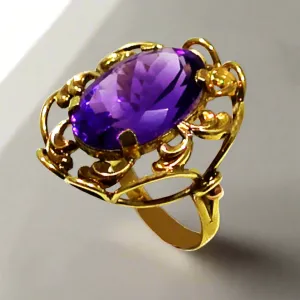 Ring in 14k Gold with amethyst (B-53)