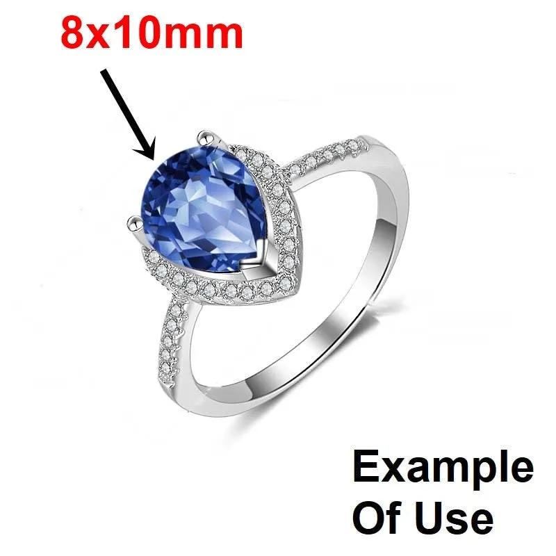 Ring Setting Blank 8x10mm 1pc 925 Sterling Silver CZ Semi Mount for 1 Drop Shape Faceted Stone 3 Prongs Love Theme Wholesale Available