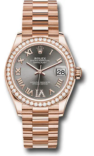 Rolex Everose Gold Datejust 31 Watch - Diamond Bezel - Rhodium Diamond Six Dial - President Bracelet 278285RBR dkrhdr6p