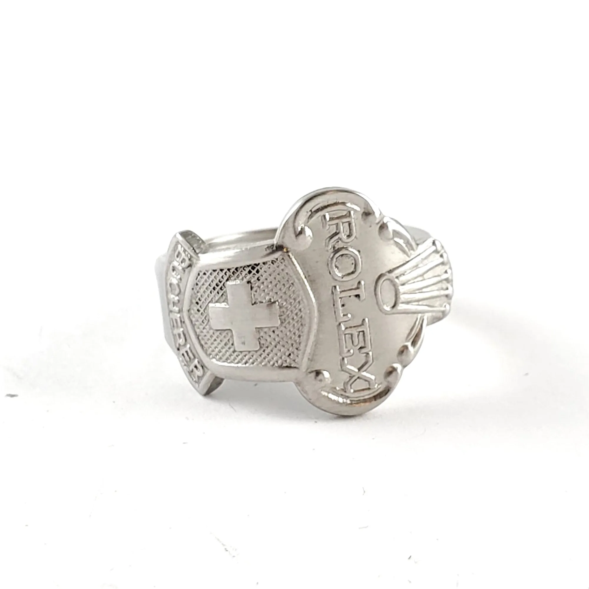 Rolex Swiss Cross Bern Stainless Steel Spoon Ring