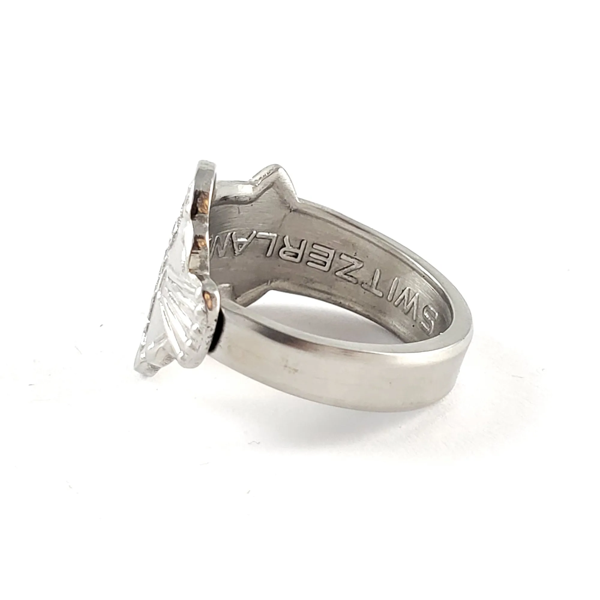 Rolex Swiss Cross Bern Stainless Steel Spoon Ring