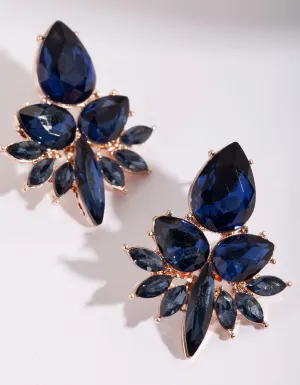 Sapphire Rose Gold Tear Drop Earrings