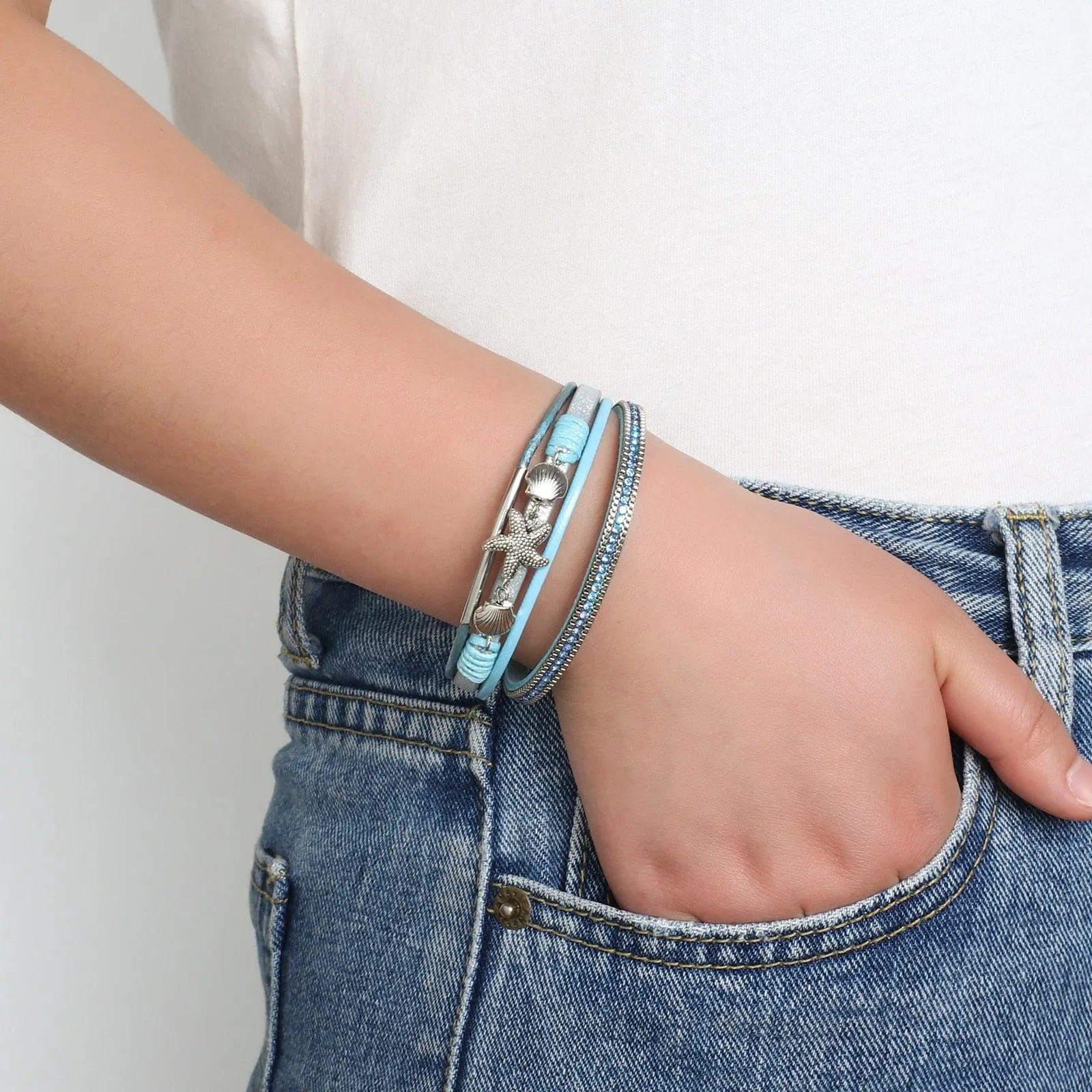 'Sea Life' Charm Cuff Bracelet - brown