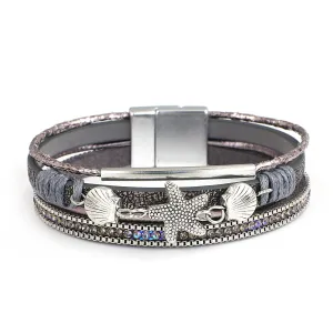 'Sea Life' Charm Cuff Bracelet - grey