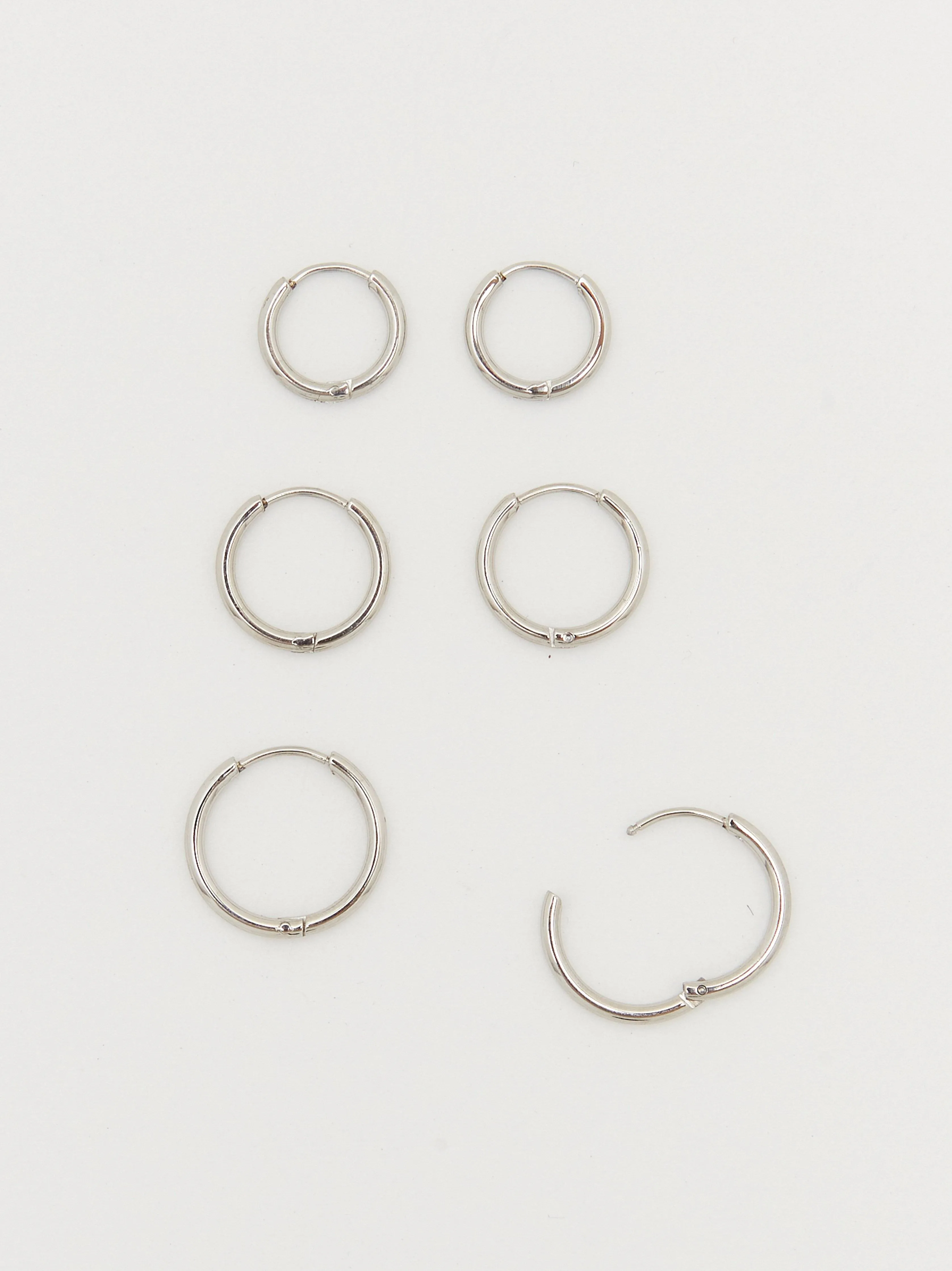 Set of Silver Eco Huggie Hoops