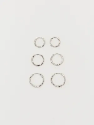 Set of Silver Eco Huggie Hoops