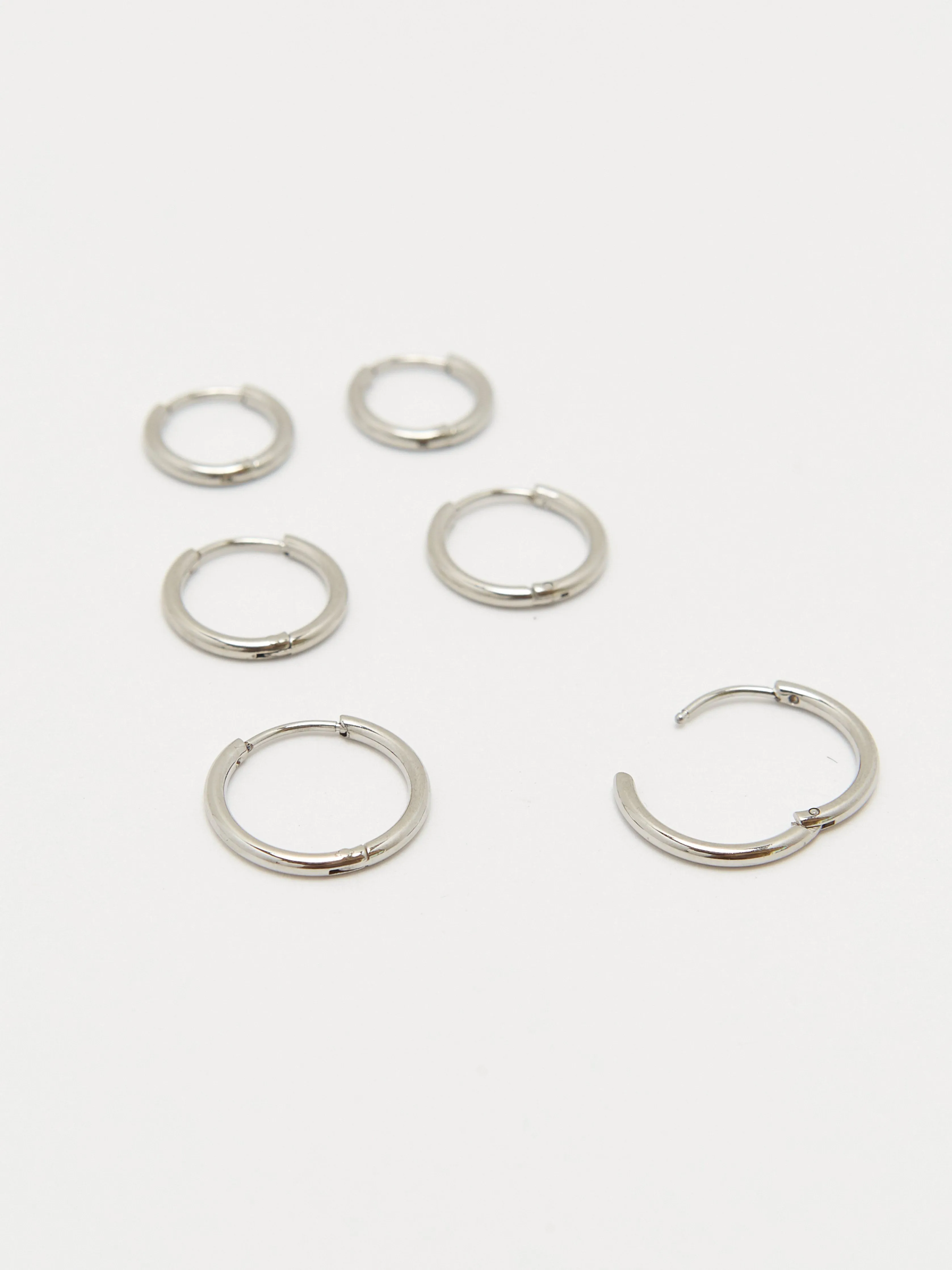 Set of Silver Eco Huggie Hoops