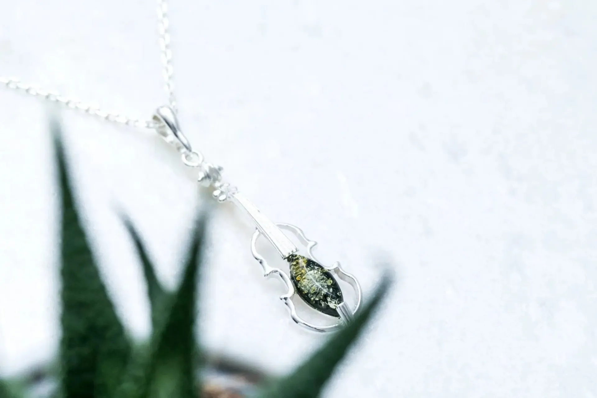 Shop the Exquisite Green Amber Violin Pendant | Ideal Gift for Music Lovers & Violinists