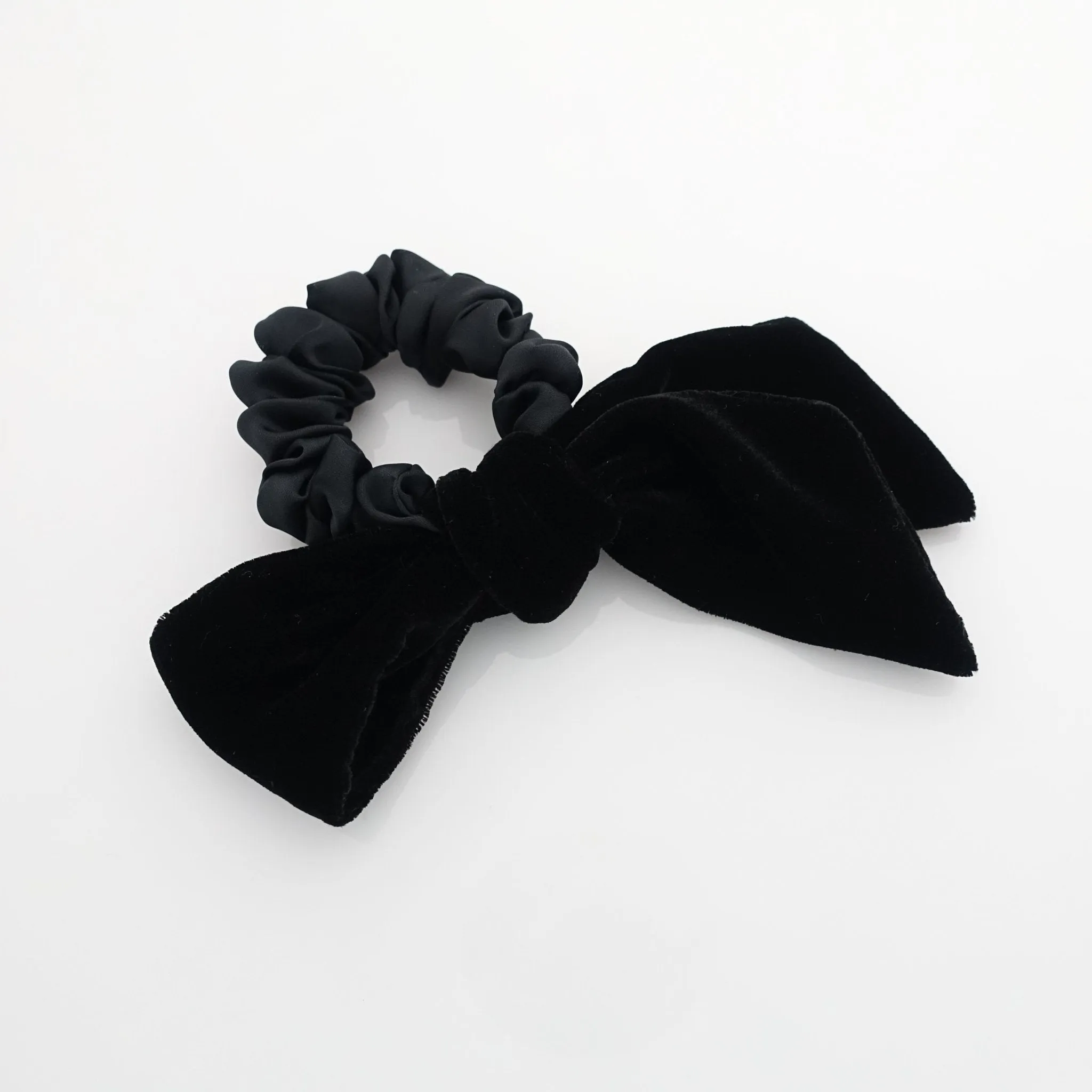 short silk velvet bow knot satin scrunchies black velvet simple bow luxury style bow scrunchy