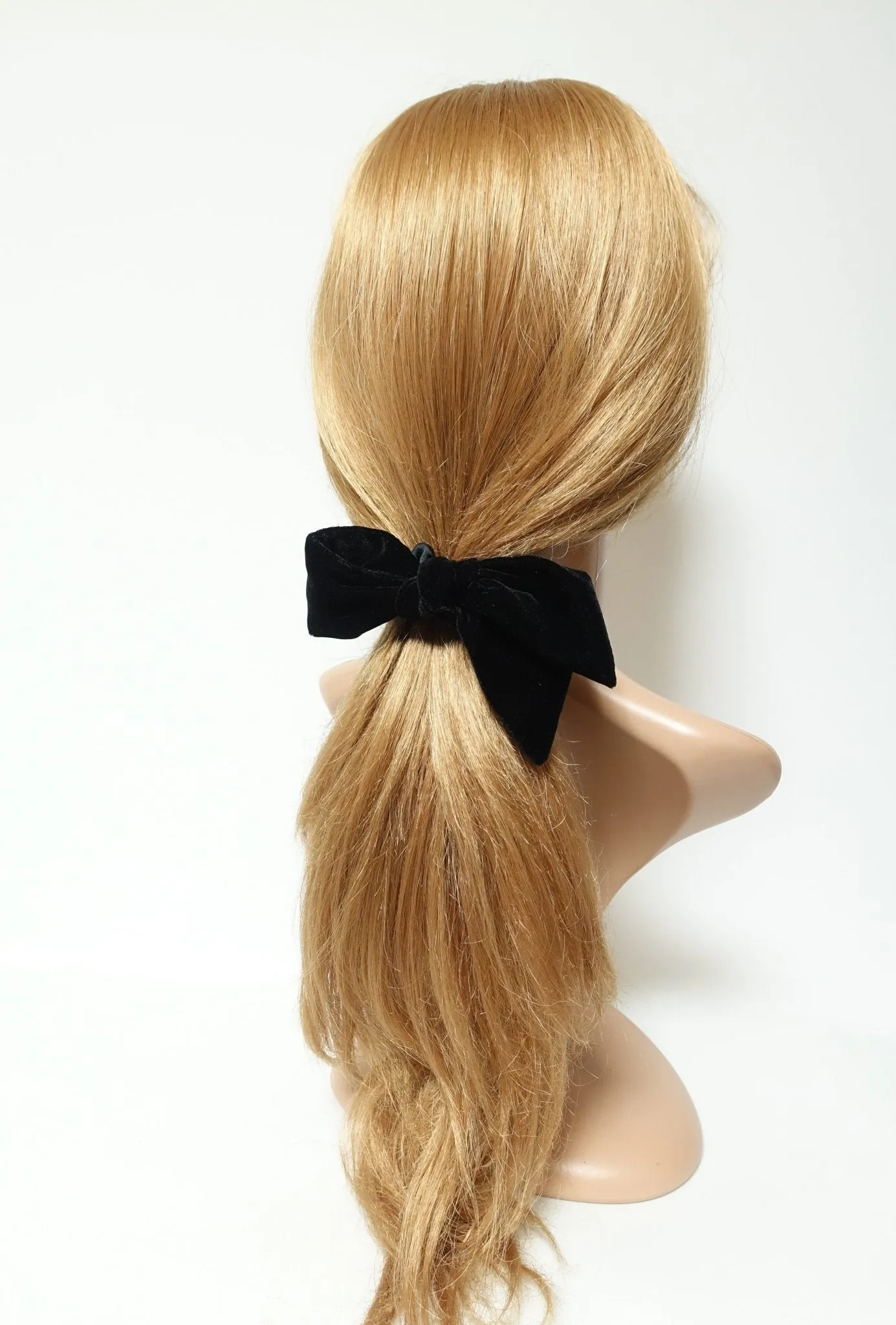 short silk velvet bow knot satin scrunchies black velvet simple bow luxury style bow scrunchy