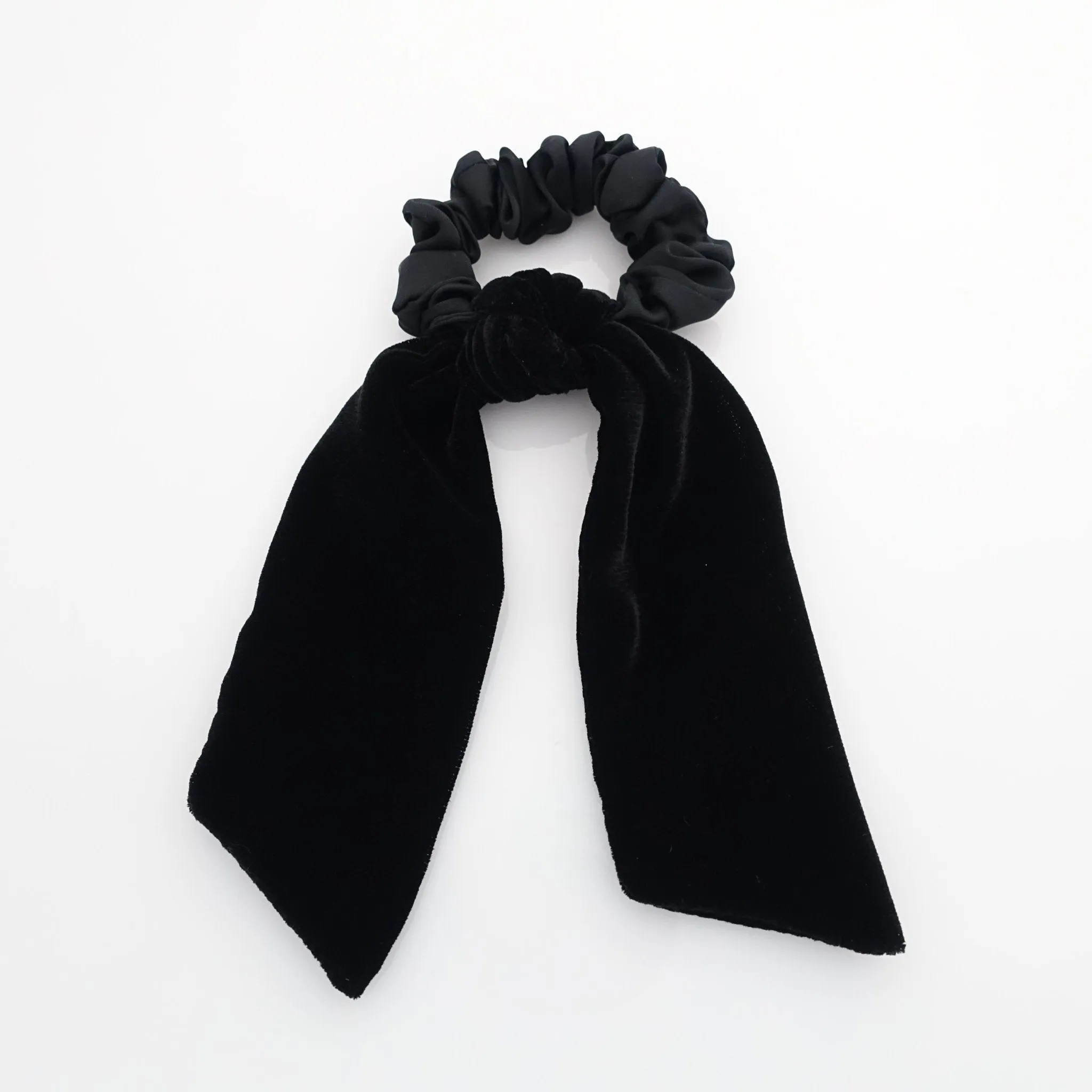 short silk velvet bow knot satin scrunchies black velvet simple bow luxury style bow scrunchy