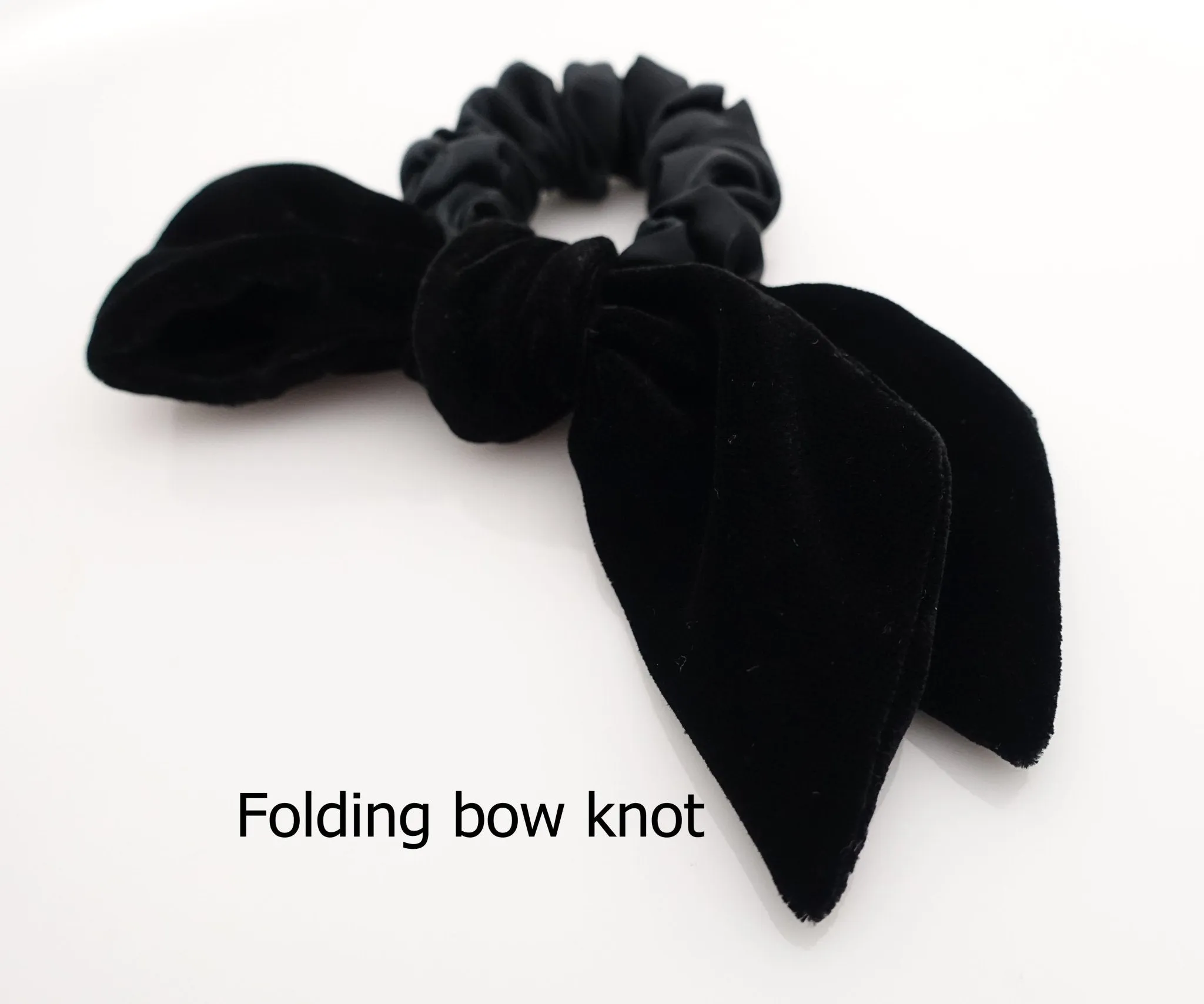 short silk velvet bow knot satin scrunchies black velvet simple bow luxury style bow scrunchy