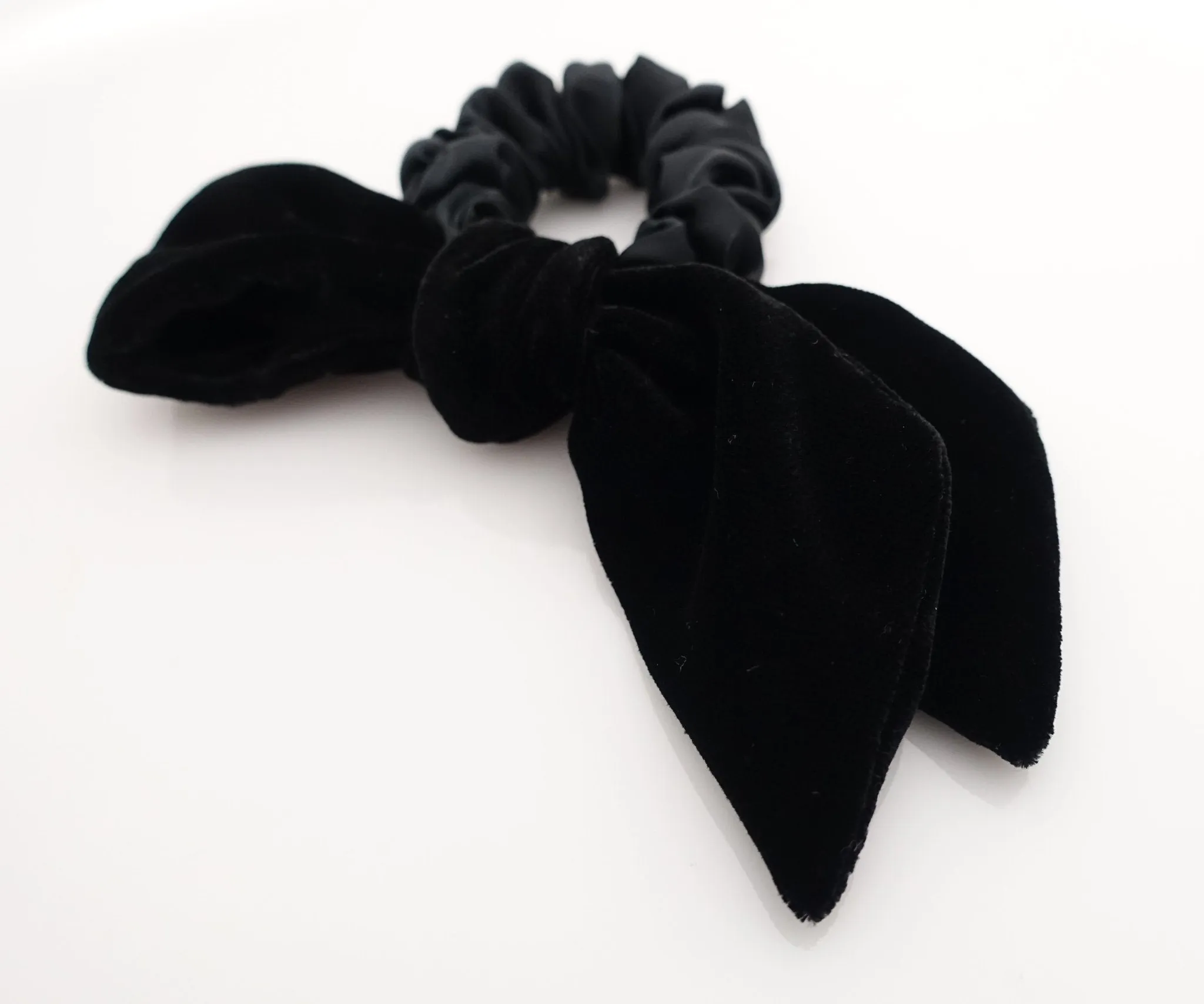 short silk velvet bow knot satin scrunchies black velvet simple bow luxury style bow scrunchy