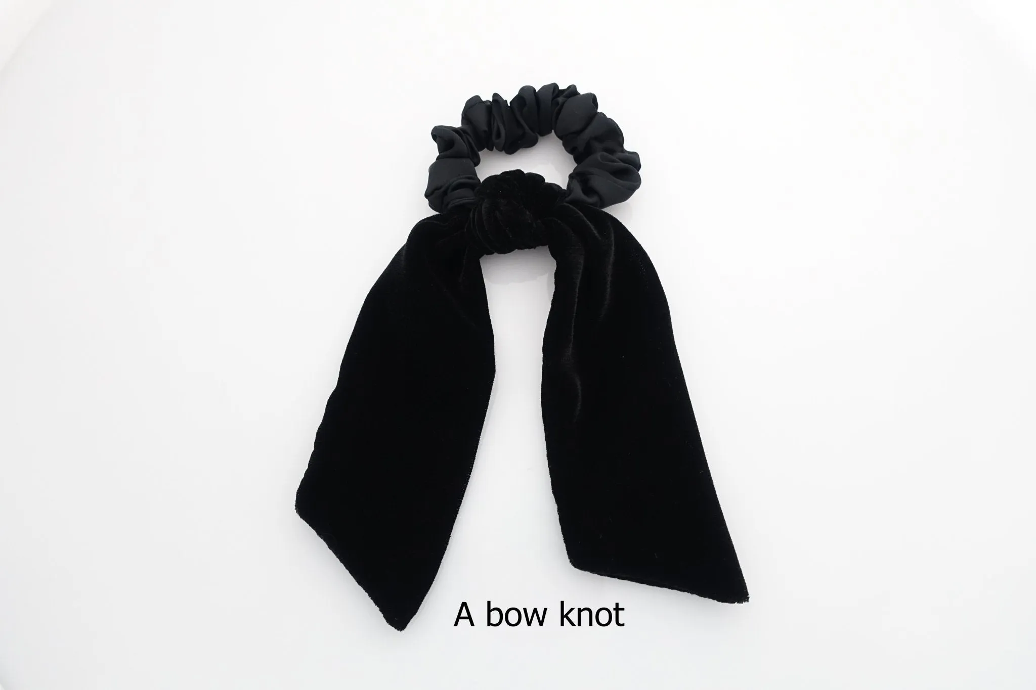 short silk velvet bow knot satin scrunchies black velvet simple bow luxury style bow scrunchy