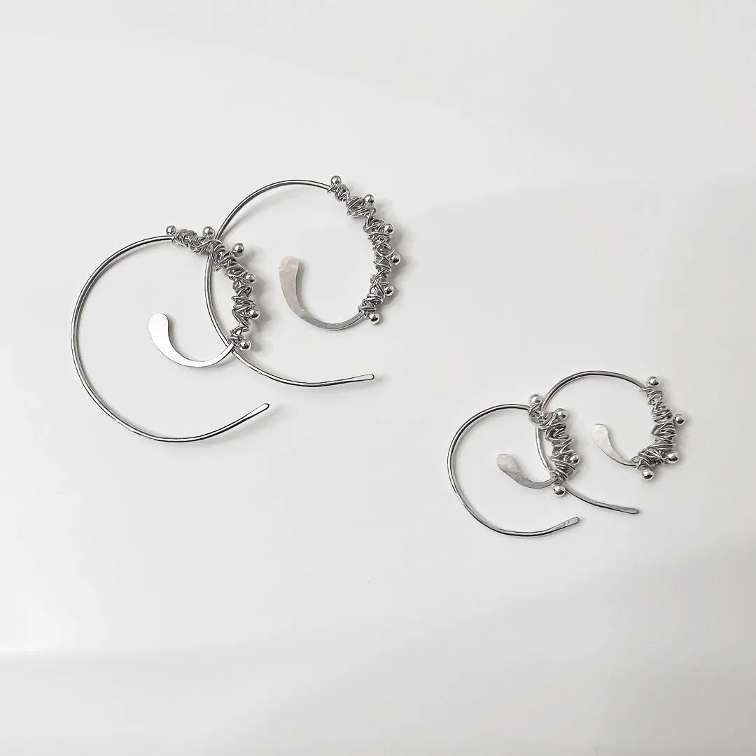 Silver Dewdrop Hoop Threader Earrings