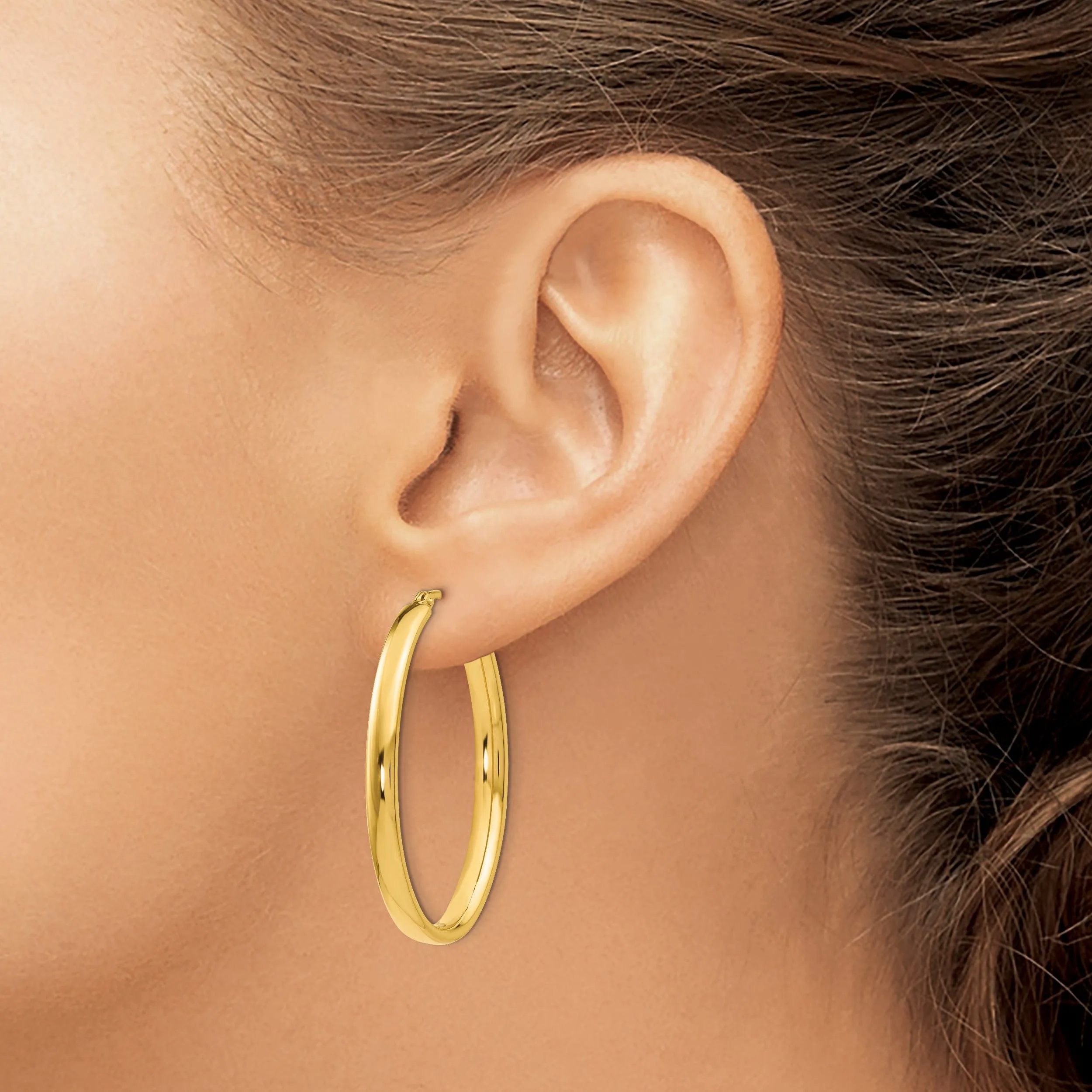 Silver Gold-plated Polished Oval Hoop Earrings