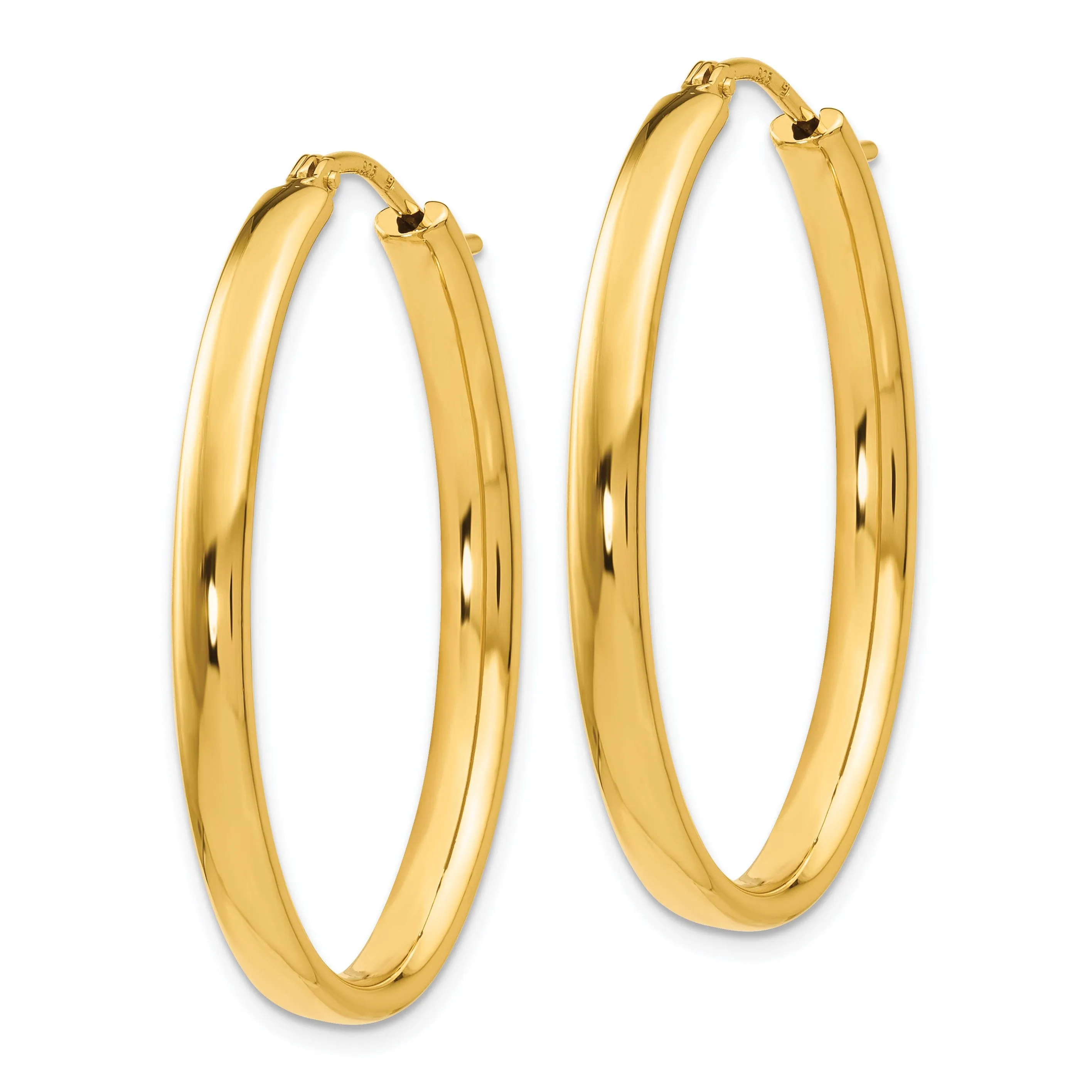 Silver Gold-plated Polished Oval Hoop Earrings