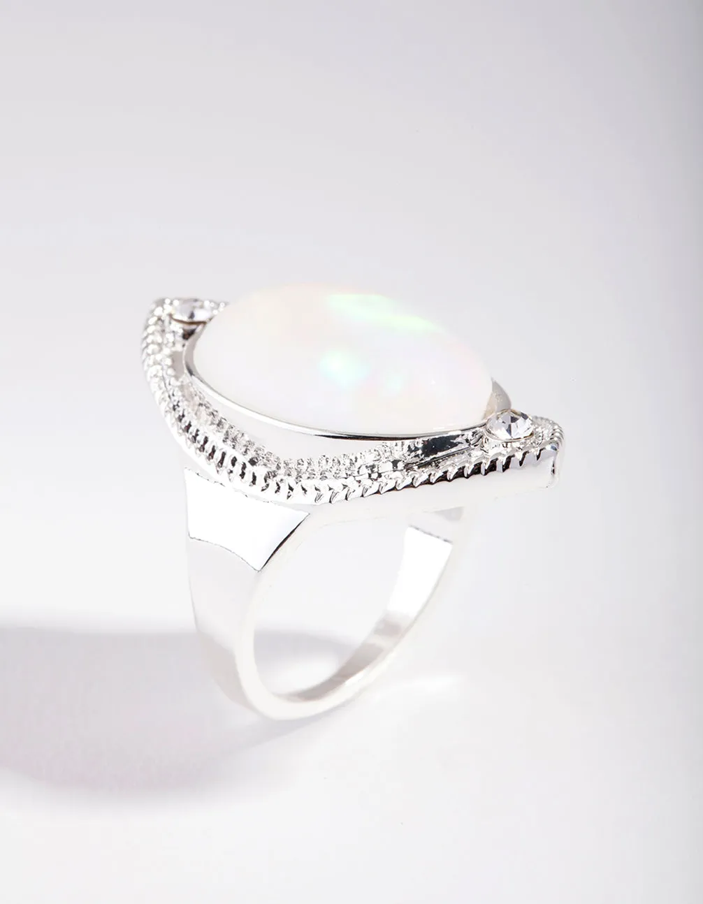 Silver Moonstone Shield Ring